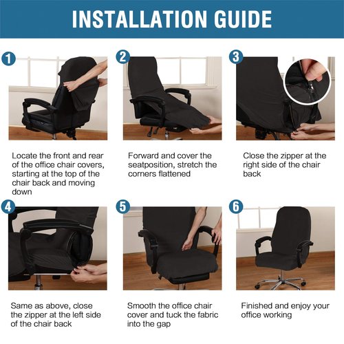 H.VERSAILTEX Velvet Home Office Chair Covers Stretchable Computer Desk Chair Covers Mid - High Back Universal Executive Boss Gaming Seat Cover Removable Machine Washable, Black