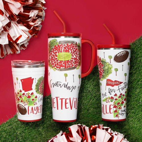 Swig Life 40oz Mega Mug, 40oz Tumbler with Handle and Straw, Extra Large Insulated Tumblers, Cup Holder Friendly Travel Mug (Saturdays In Fayetteville)