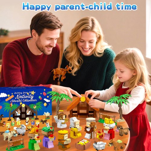 Nativity Advent Calendar 2025 Kids Adult Girls Boys Teens, 1500PCS Christmas Advent Calendar Christmas Gifts for Kids Nativity Set for Kids Girls stocking stuffers 24 Boxes Christian Advent calendar 2025