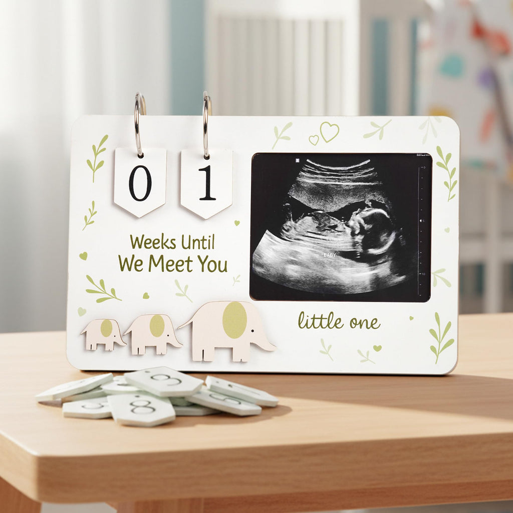 Sensemory Sonogram Picture Frame, Ultrasound Picture Frames with Baby Countdown Weeks, Best Pregnancy Gifts for Expecting Mom, First Mothers Day Gifts for New Mom, New Parents, Moms Dad To Be (White)