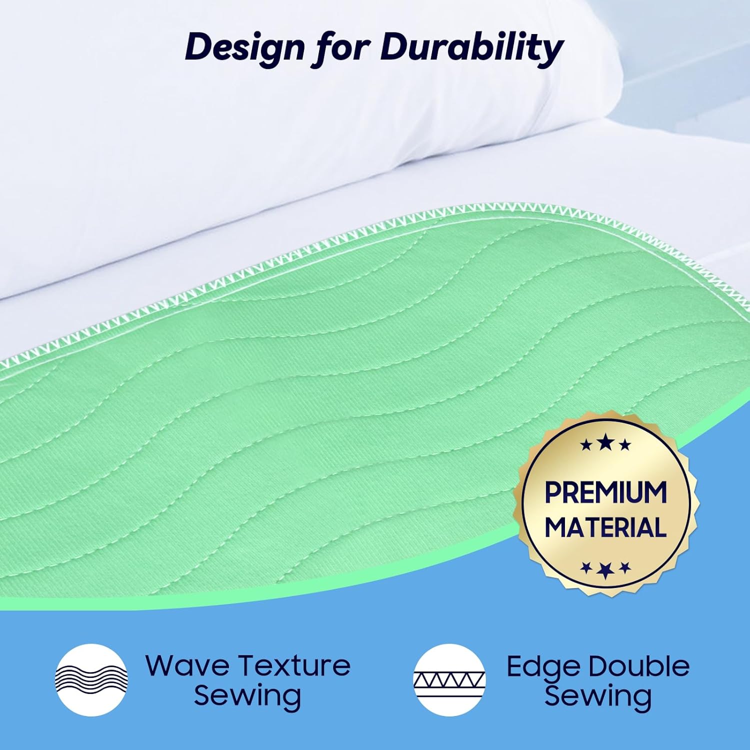 Skiennix Washable Underpads - 6 Pack Extra Heavy Absorbency | 24” x 24” Waterproof Bed Pads for Incontinence & Pets
