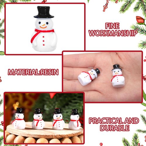 Liliful Mini Snowman Figurines - 50 Pcs Winter Resin Decorations for Christmas & DIY Crafts