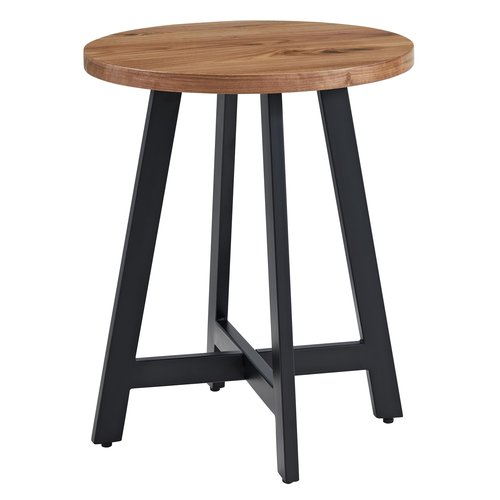 Lavish Home End Table - Industrial Side Table with MDF Top and Metal Frame - Round Table for Living Room, Bedroom, Hallway, or Dorm Room (Walnut)