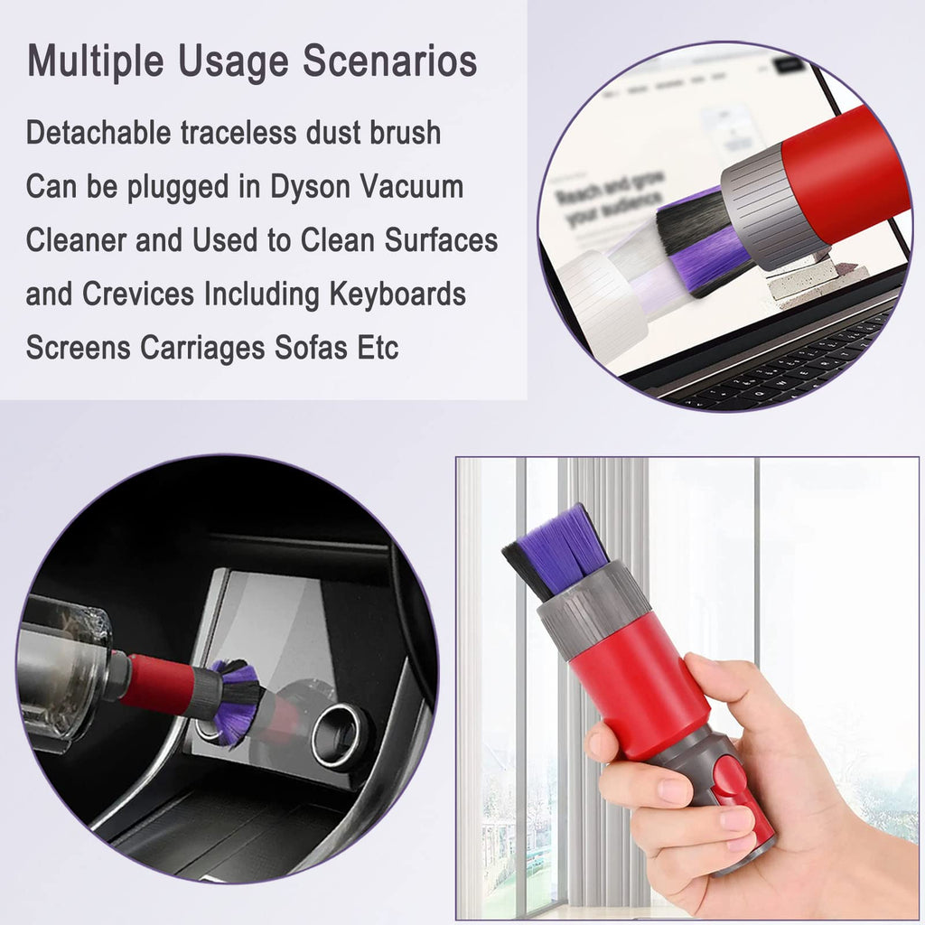 Traceless Scratch-Free Dusting Brush Compatible with Dyson V7, V8, V10, V11, V12, V15 Gen5 detect and Gen5 outsize Vacuum Cleaners Features handy self-cleaning soft bristles, Soft Bristle Dust Brush