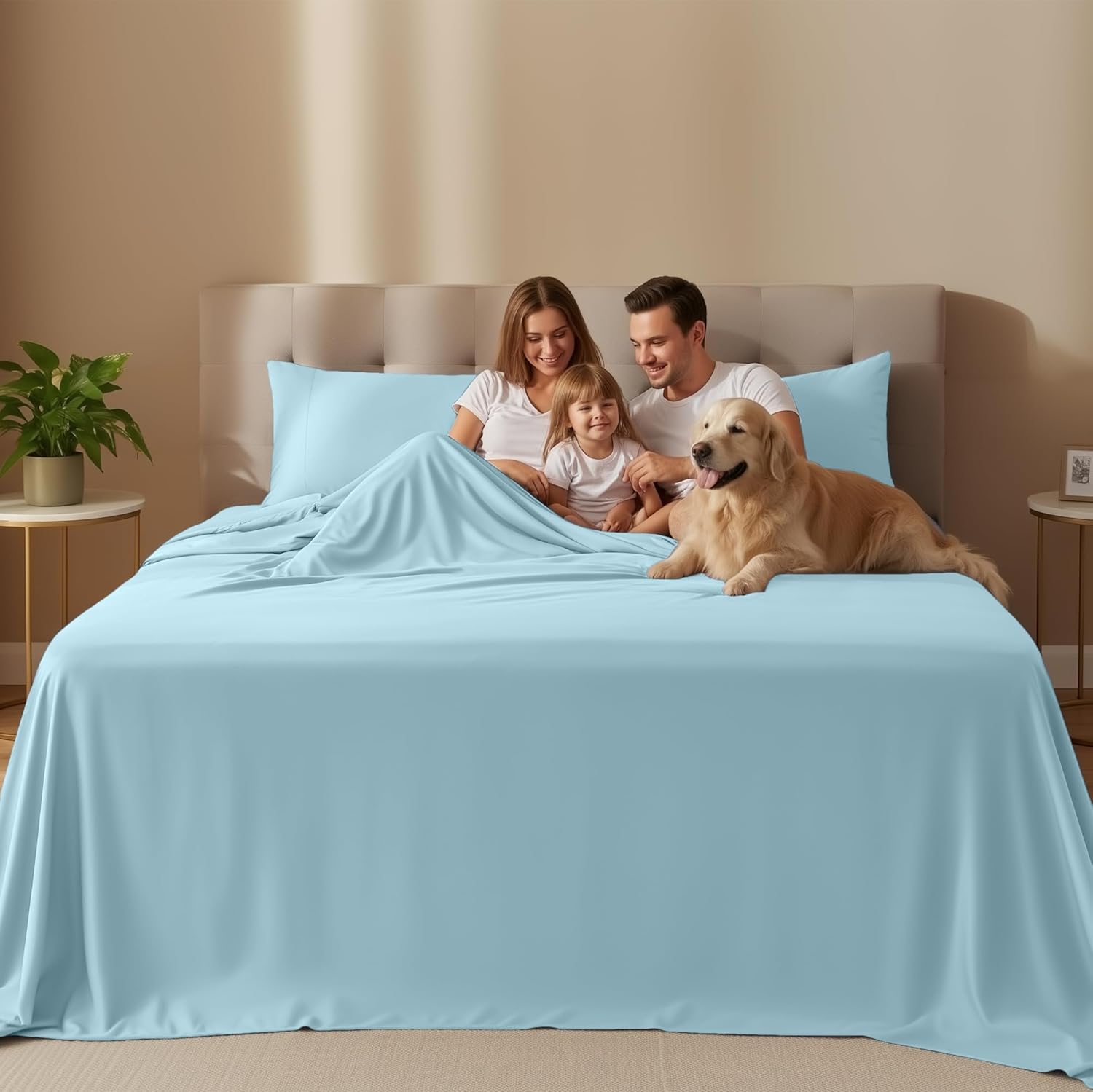 Utopia Bedding King Size Sheet Set - Soft, Breathable Microfiber | 4-Piece in Ice Blue, Oeko Tex Certified