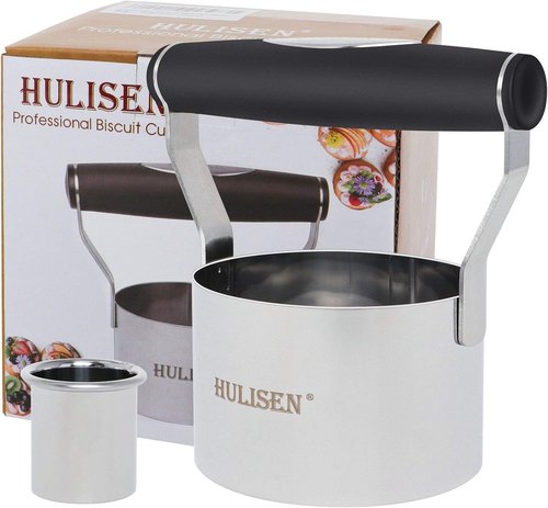 HULISEN Stainless Steel Biscuit Cutter - 3 Inch Round Cookie Cutter with Soft Grip Handle | Gift Package