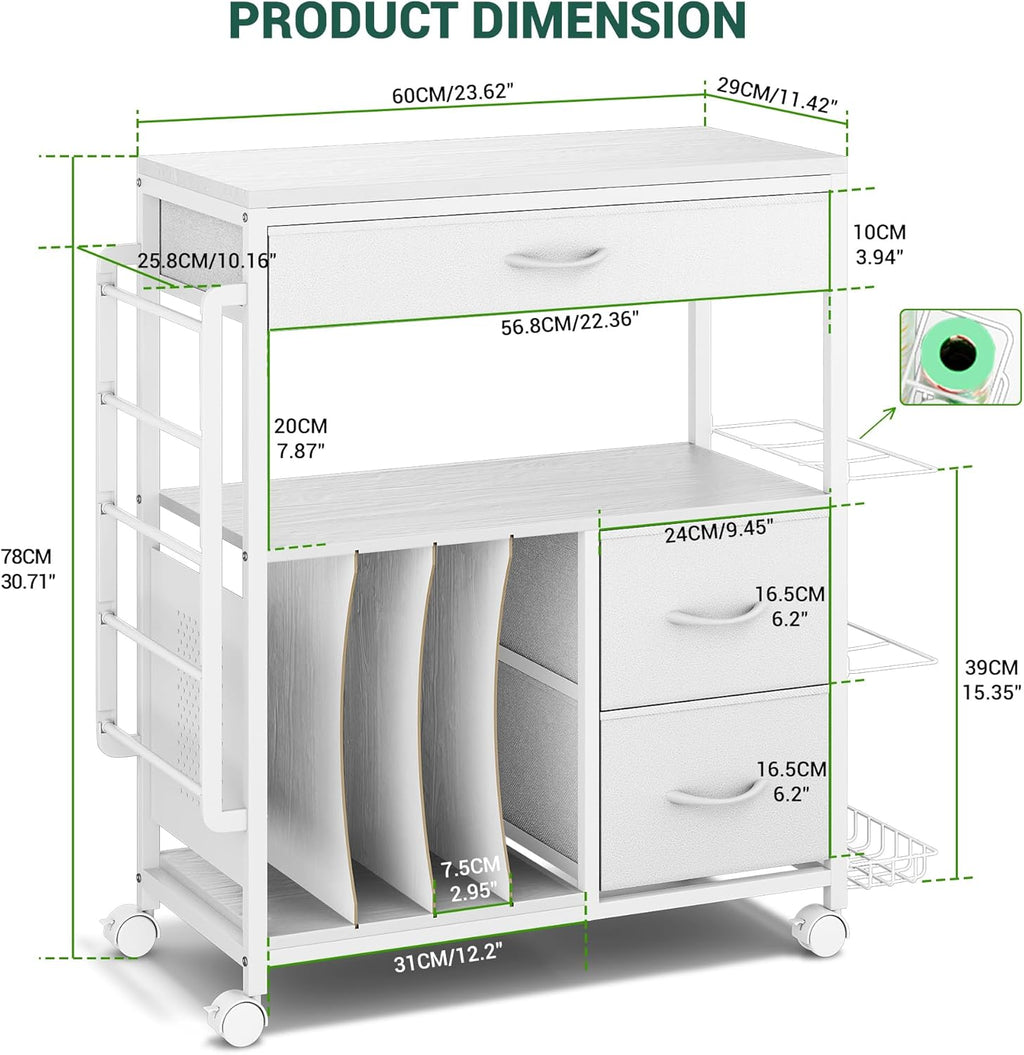 PUNLUXU Wrapping Paper Storage Cart - Rolling Gift Wrap Organizer with Ribbon & Bag Storage | Patent Protected Design