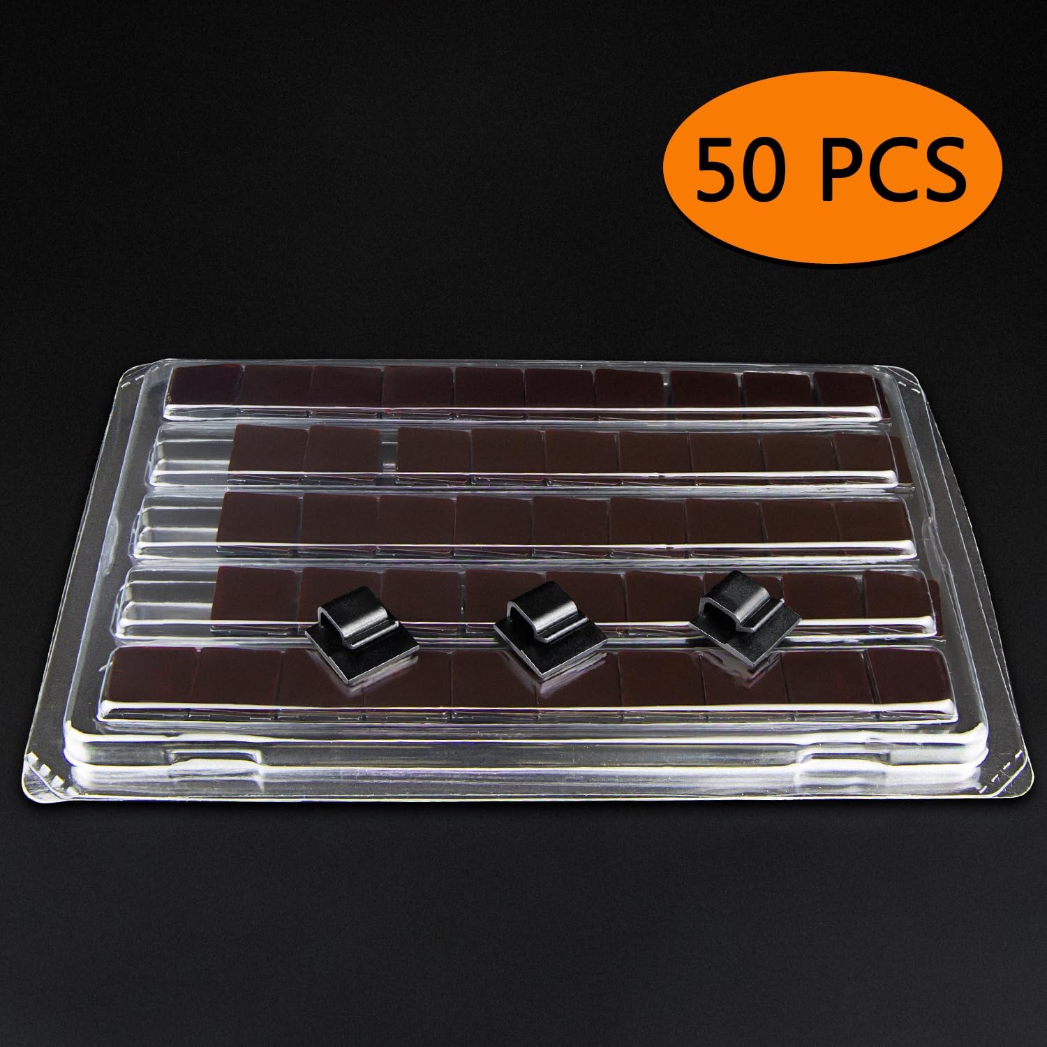 SOULWIT Cable Management Clips - 50 Pcs Self-Adhesive Wire Organizers for Home & Office | Black