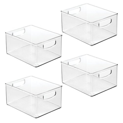 iDesign Stackable Storage Bin - Organize Pantry, Fridge, or Freezer, Set of 4, Clear, Made in USA
