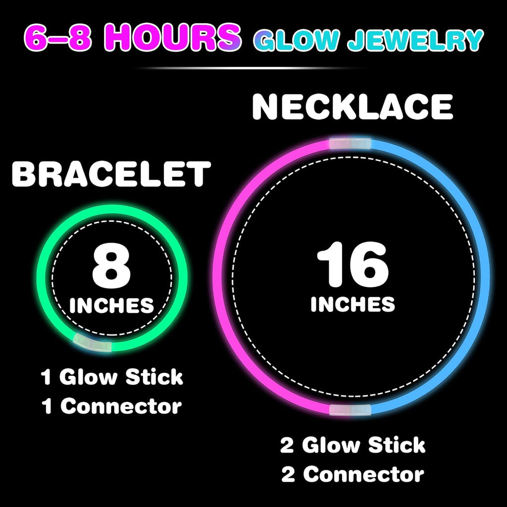 YixangDD 1000 PCS Ultra Bright Glow Sticks - 8 Inch Party Pack for Bracelets & Necklaces