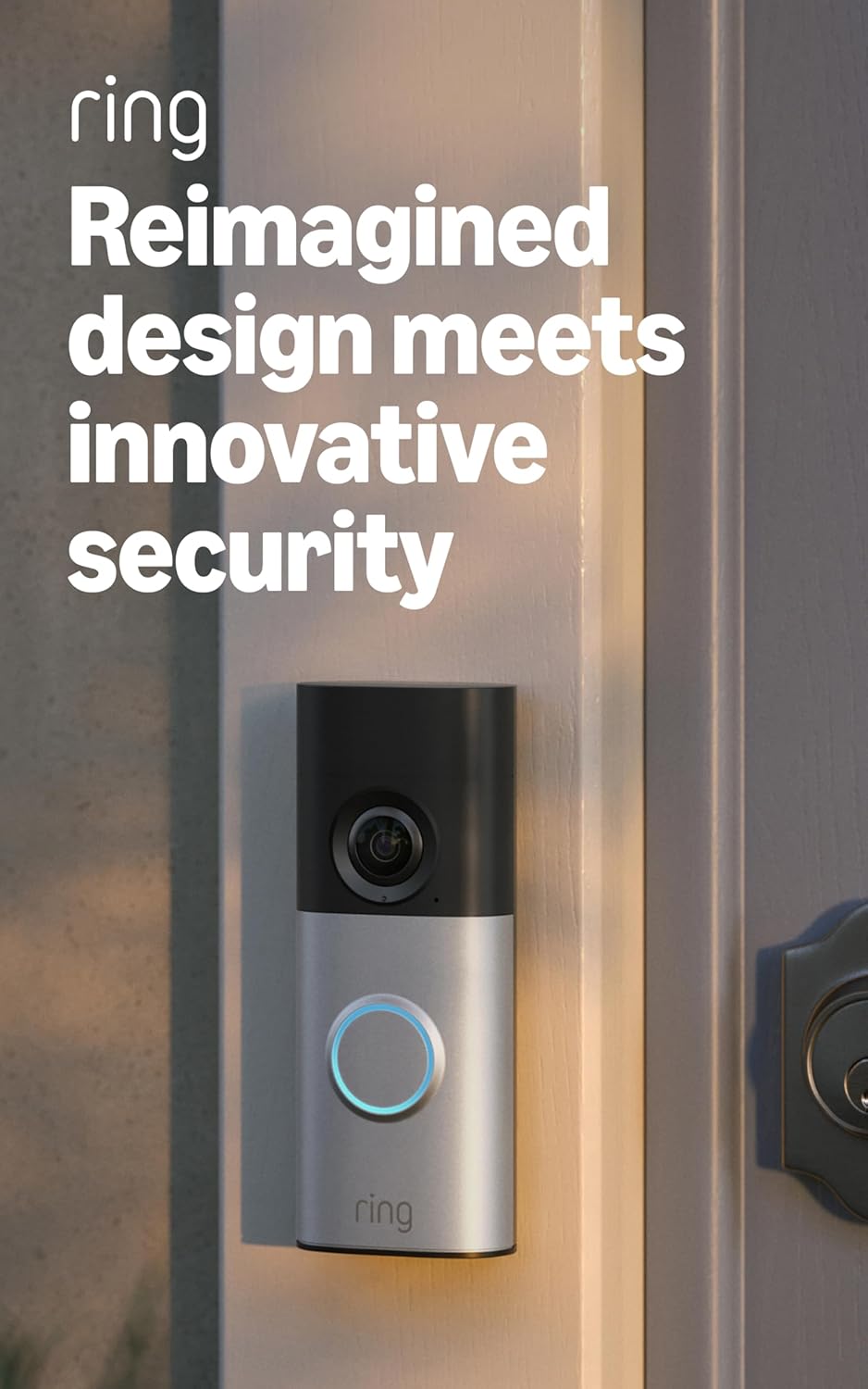 Ring Wired Doorbell Plus - 2K Retinal Video Security Camera with Wide-Angle Lens & Low-Light Sight | Nickel Silver