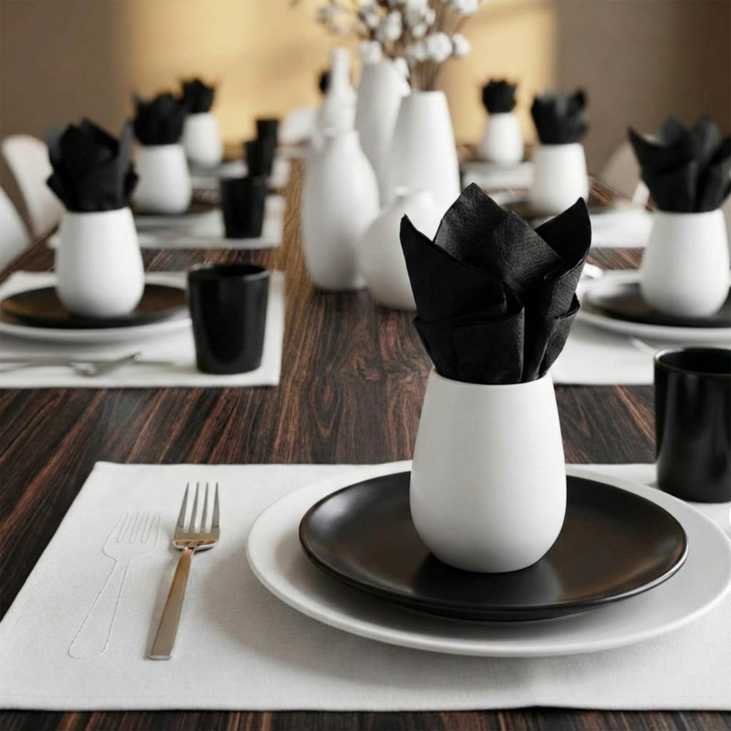 Henoyso Black 2000 Pack Cocktail Napkins Bulk 2 Ply Disposable Dinner Beverage Paper Napkins for Wedding Bar Party Birthday Cocktail Holiday Elegant Restaurant Event(Elegant)