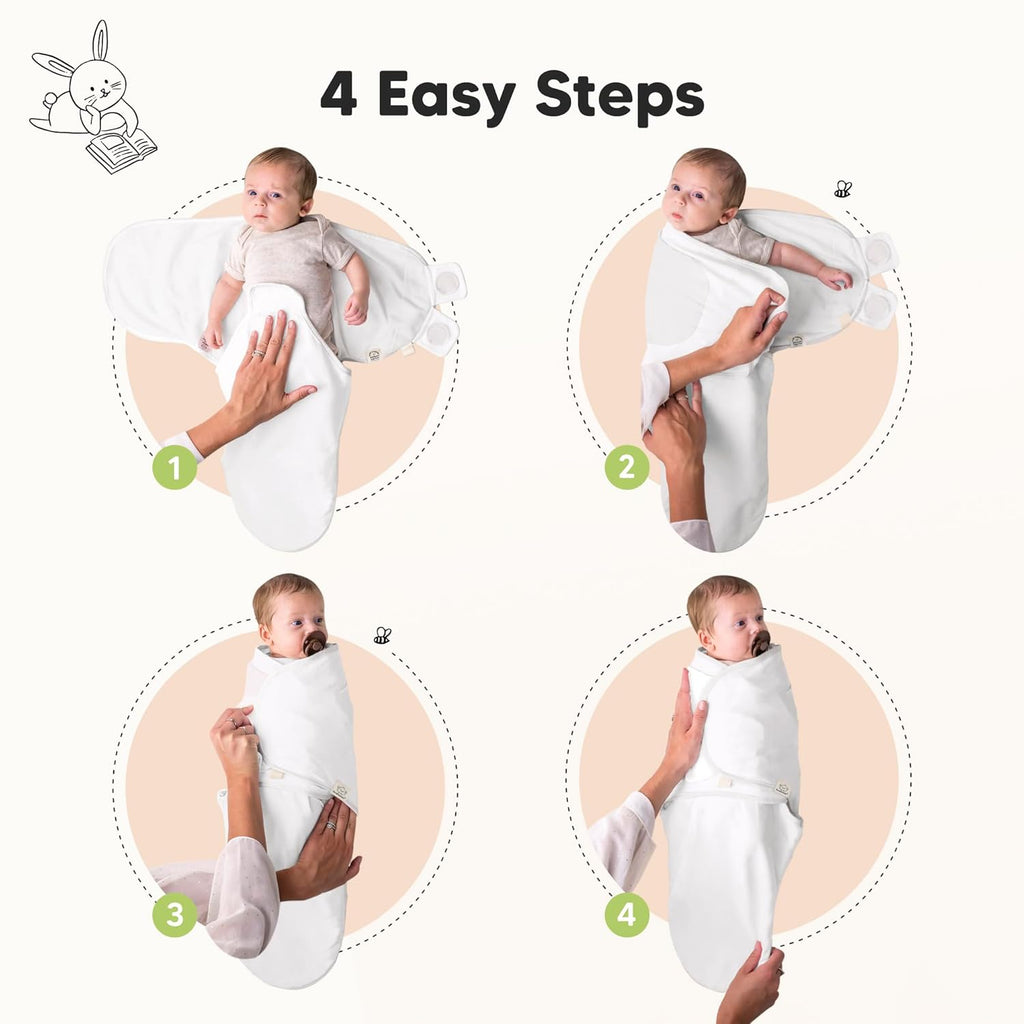 Skiennix Organic Baby Swaddle Sleep Sacks - Soft & Snug for Newborns 3-6 Months | 3-Pack (Cloud, L)