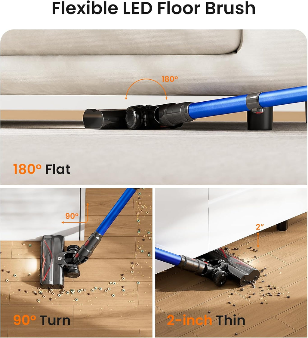 NADALY Cordless Vacuum Cleaner - 550W, 45Kpa Suction, 65 Mins Run Time | Lightweight 8-in-1 for Home & Pet Hair