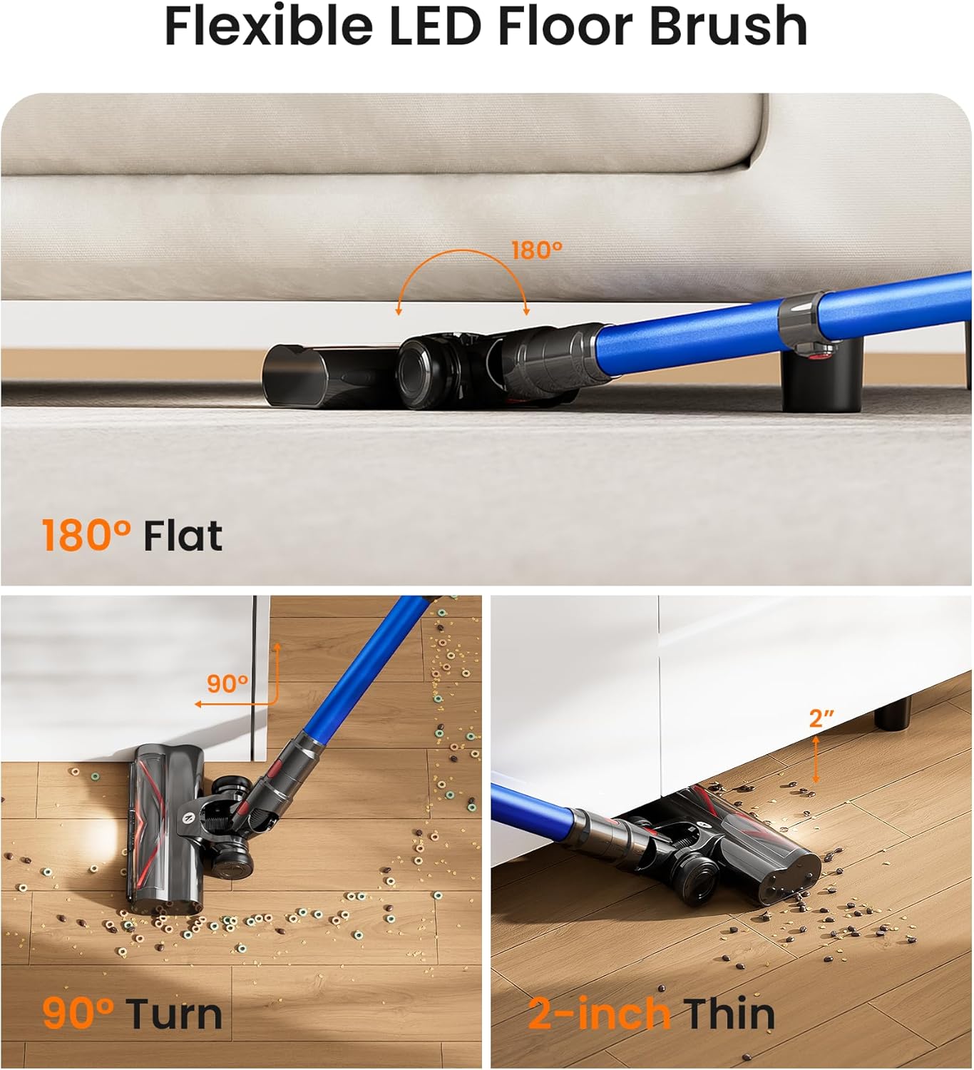 NADALY Cordless Vacuum Cleaner - 550W, 45Kpa Suction, 65 Mins Run Time | Lightweight 8-in-1 for Home & Pet Hair