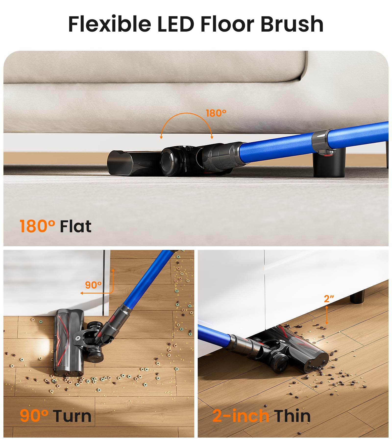 NADALY Cordless Vacuum Cleaner, 550W 45Kpa 65Mins Vacuum Cleaners for Home, Stick Vacuum with LED Display, Anti-Tangle, Self-Standing, 8-in-1 Lightweight Vacuum for Hardwood Floor/Carpet/Pet Hair
