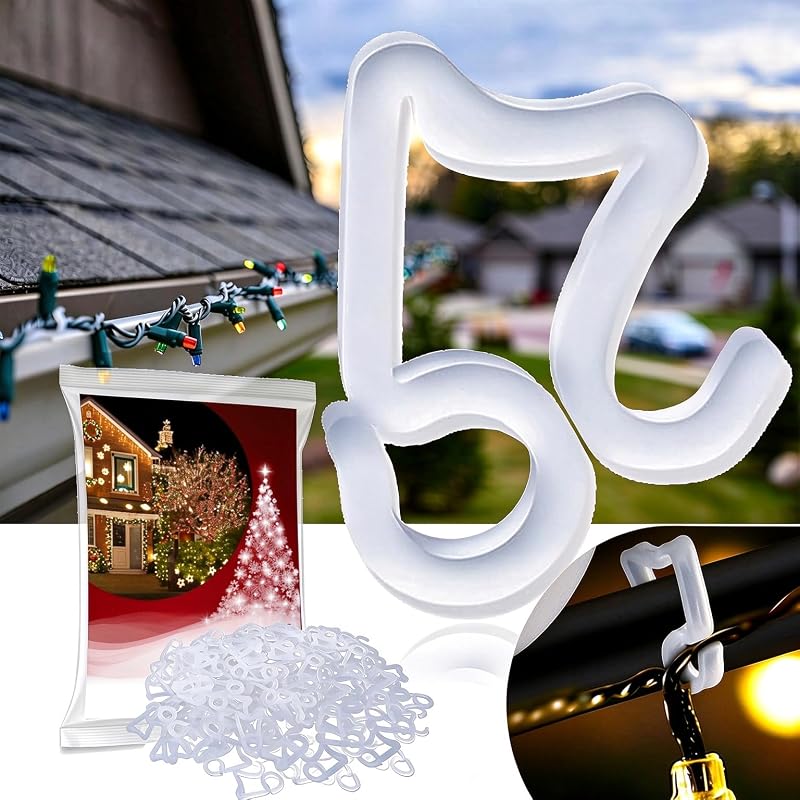 Weatherproof Gutter Clips for Outdoor Lights – 100 Pack, No Tools