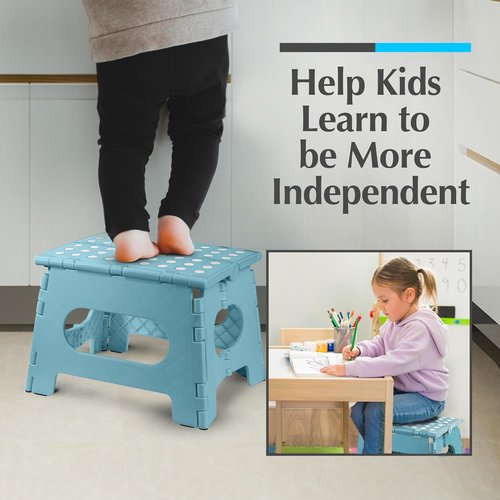 Handy Laundry Folding Step Stool - Lightweight & Sturdy for Adults and Kids - Easy One-Flip Open - Teal | 2-Pack
