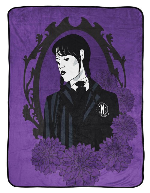 Jay Franco Plush Throw Blanket – 46" x 60" Inch Kids Soft & Cozy Fleece Throw for Bedroom & Couch Décor, Official Licensed Product, Purple - Wednesday