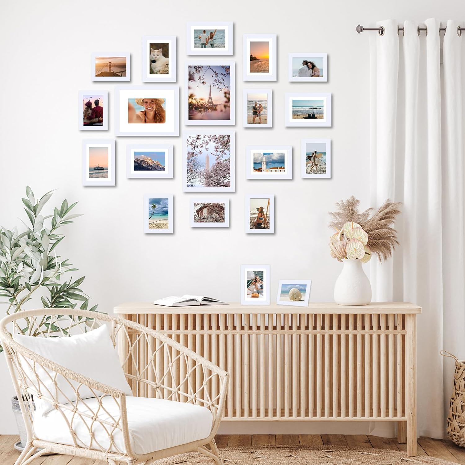Regine Switzerland Picture Frames Collage Set - 20 Packs for Wall Decor & Tabletop Display | Multi-Sized White Frames
