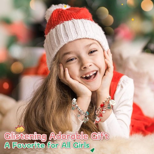 Advent Calendar 2025 | Girls' DIY Charm Bracelet - 24-Day Christmas Countdown Gift in Red