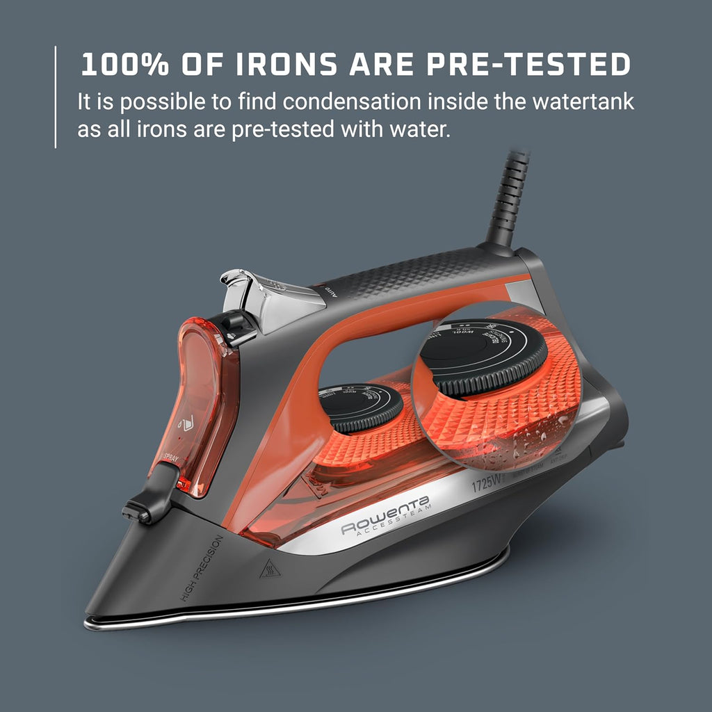 Rowenta Access Steam Iron - Powerful Vertical Steamer with Anti-Drip Protection | Red Finish