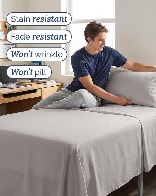 Comfy Twin XL Size 3-Piece Sheet Set by [Brand Name] | Breathable Cooling Bed Sheets - Soft, Wrinkle-Free, Deep Pockets - Light Grey