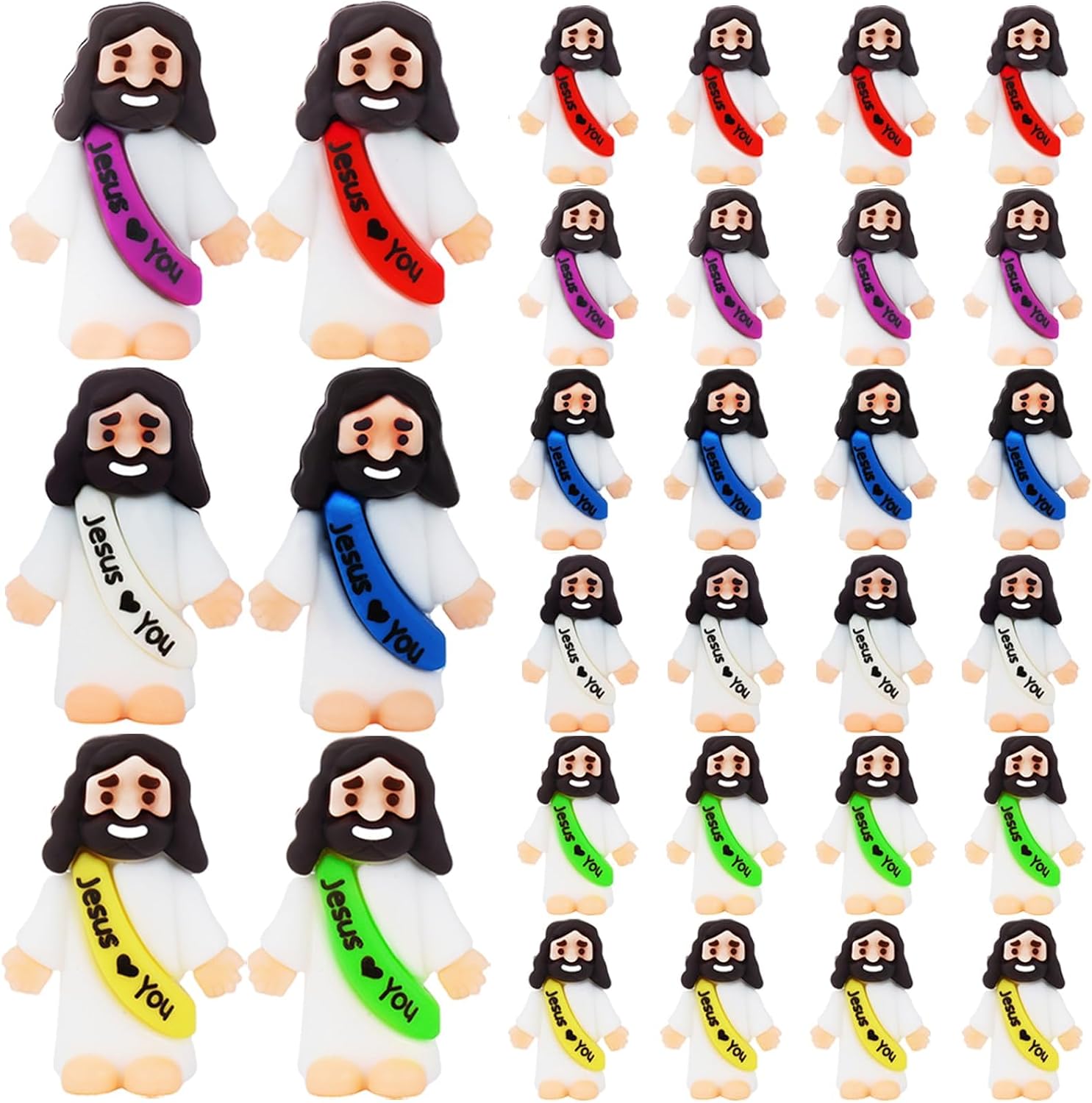 URSKYTOUS Mini Jesus Figurines - 25Pcs Rubber Saints for Easter Eggs & Baptism Gifts | Tiny Love You Dolls