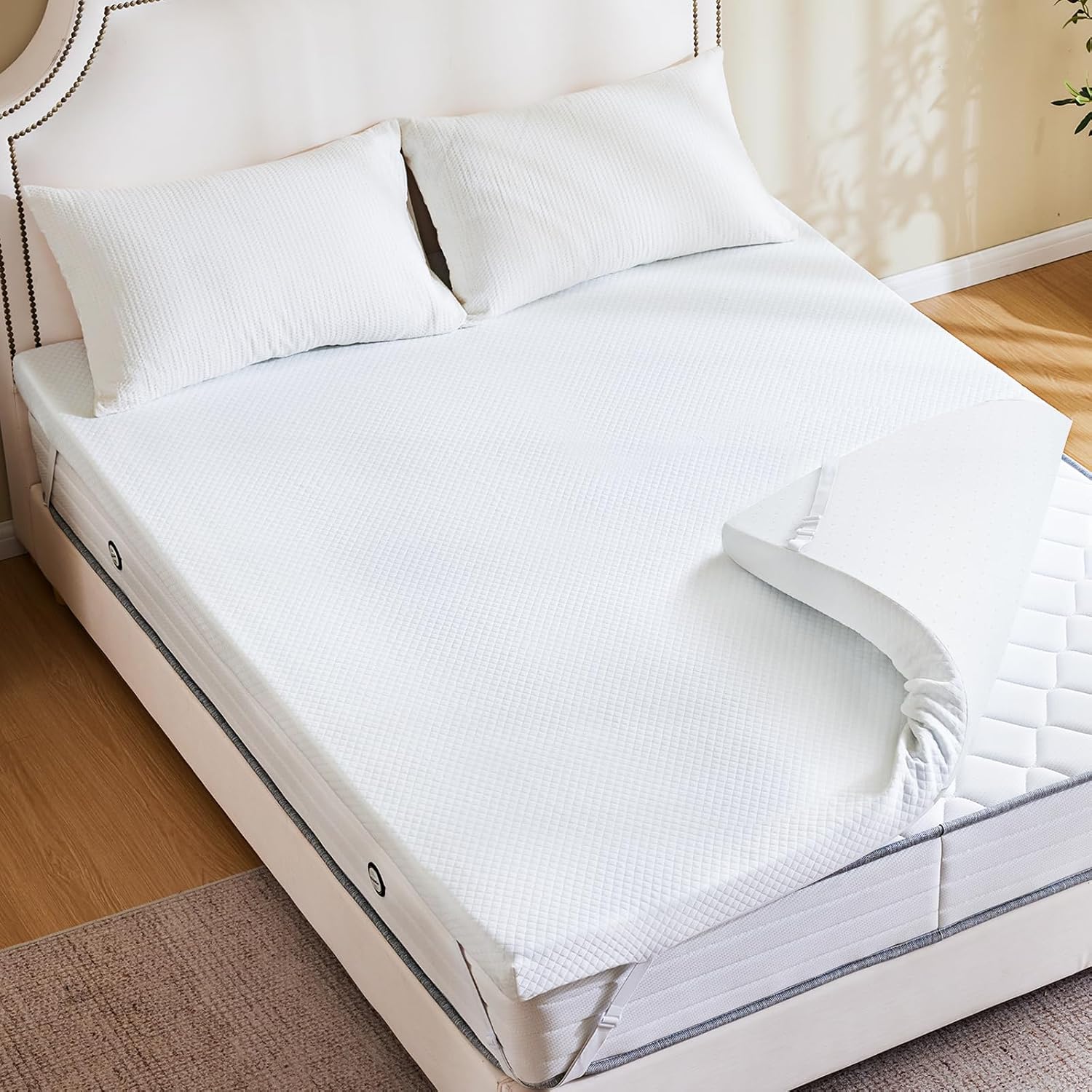 Sweetcrispy Memory Foam Mattress Topper - 3 Inch Thick Gel-Infused Cooling Pad for Full Size Bed | Removable Soft Cover, CertiPUR US Certified