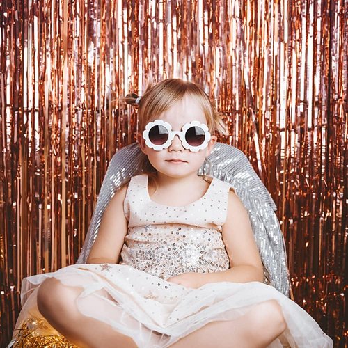 Foil Curtain Backdrop - Rose Gold Metallic Tinsel Fringe | 10 Pack for Parties & Celebrations
