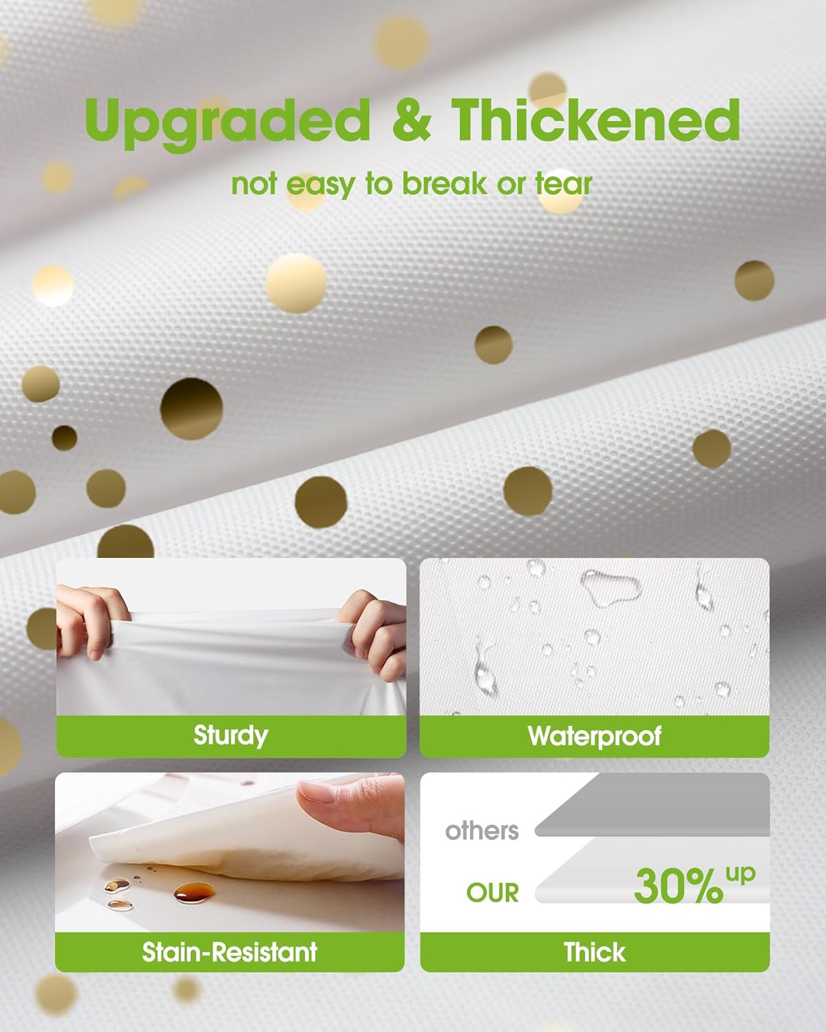 Pureegg Disposable Plastic Tablecloths - 8 Pack, 54 x 108 Inch, Leakproof & Sturdy, White Gold