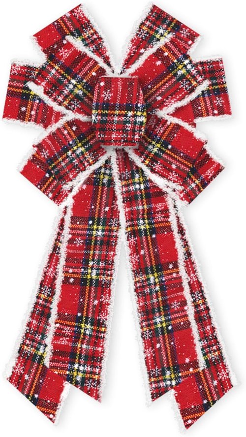 ABTOLS Large Christmas Bows - Red Buffalo Plaid Velvet Wreath Bows for Indoor/Outdoor Decor