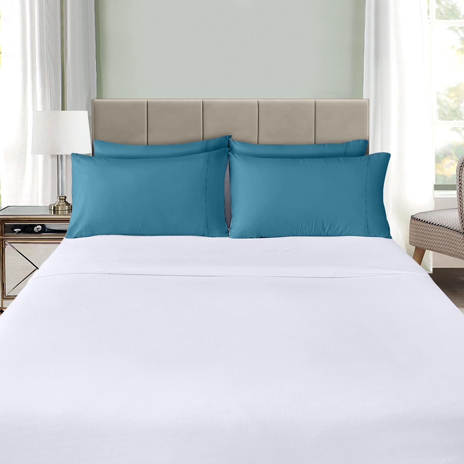 Utopia Bedding King Pillow Cases - 4 Pack - Soft Brushed Microfiber - Fade Resistant 20 X 40 Inches | Denim Blue