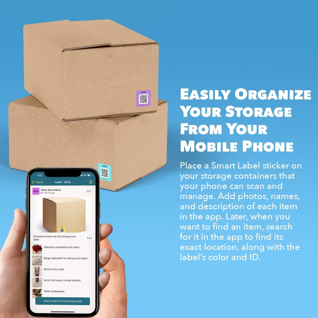Smart Labels QR Code Stickers - Pack of 48 Modern Labels for Storage & Inventory Tracking | Made in USA