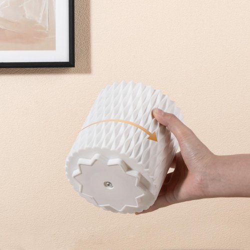 Anyoifax Makeup Brush Holder Organizer 360°Rotating Make Up Brushes Container for Vanity, Spinning Cosmetics Storage Cup, Ripple White
