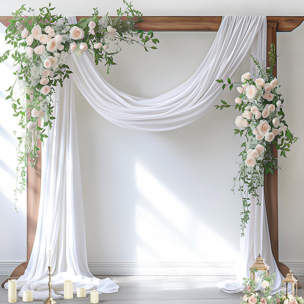 Socomi Wedding Arch Draping Fabric - White Sheer Chiffon Curtain | 1 Panel, 29" x 19Ft, Perfect for Ceremonies & Parties