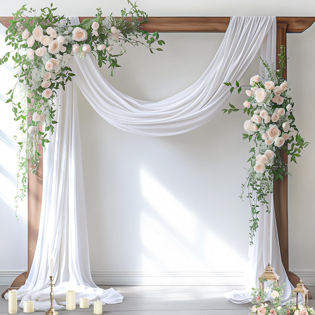 Socomi Wedding Arch Draping Fabric - White Sheer Chiffon Curtain | 1 Panel, 29" x 19Ft, Perfect for Ceremonies & Parties