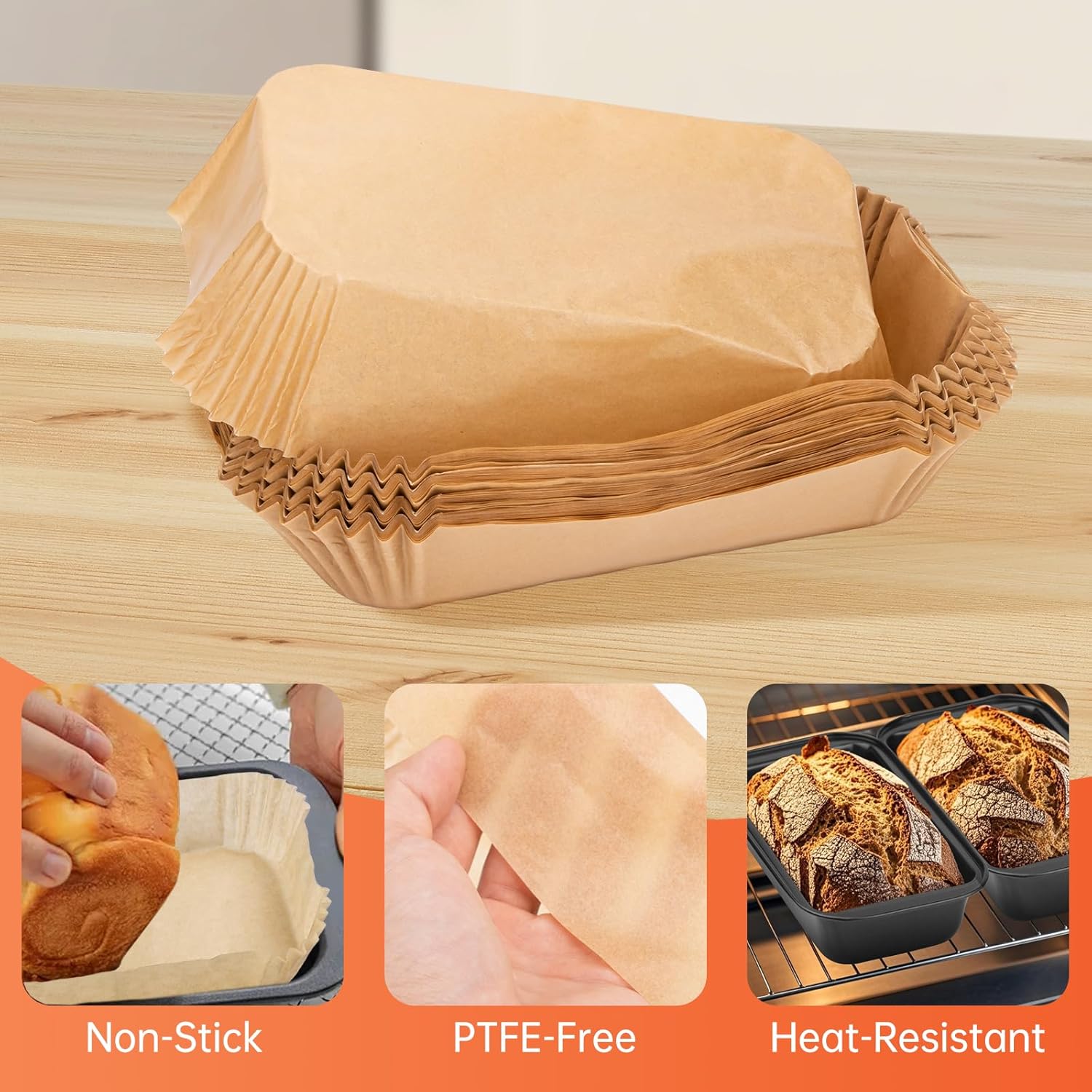 Regine Switzerland 100 Pcs Loaf Pan Liners - Non-Stick Pre-Formed Parchment Paper for 9x5 Inch Bread Pan