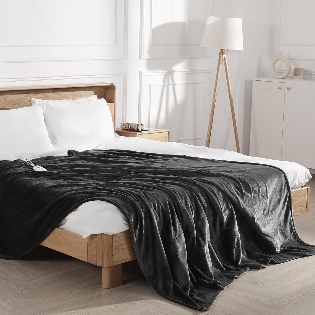Heated Blanket Full Size Electric Blanket 72" X 84" with 5 Heating Level & 10 Hour Auto Off, Ultra-Warm Selected Flannel Heating Blanket for Adults, Machine Washable, Gifts for Grandma(Charcoal Grey)