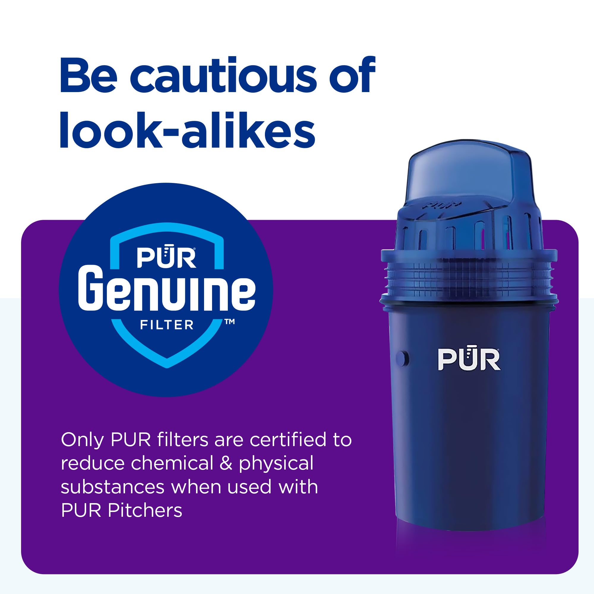 PUR 7-Cup Water Filter Pitcher, Cleaner, Great-Tasting Water, Dishwasher Safe, Powerful, Faster Filtration, LockFit Cap Design - White