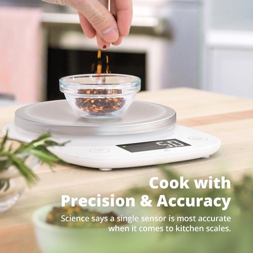 Greater Goods Digital Kitchen Scale - LCD Display, Weighs Grams & Ounces, Up to 11 Pounds, White