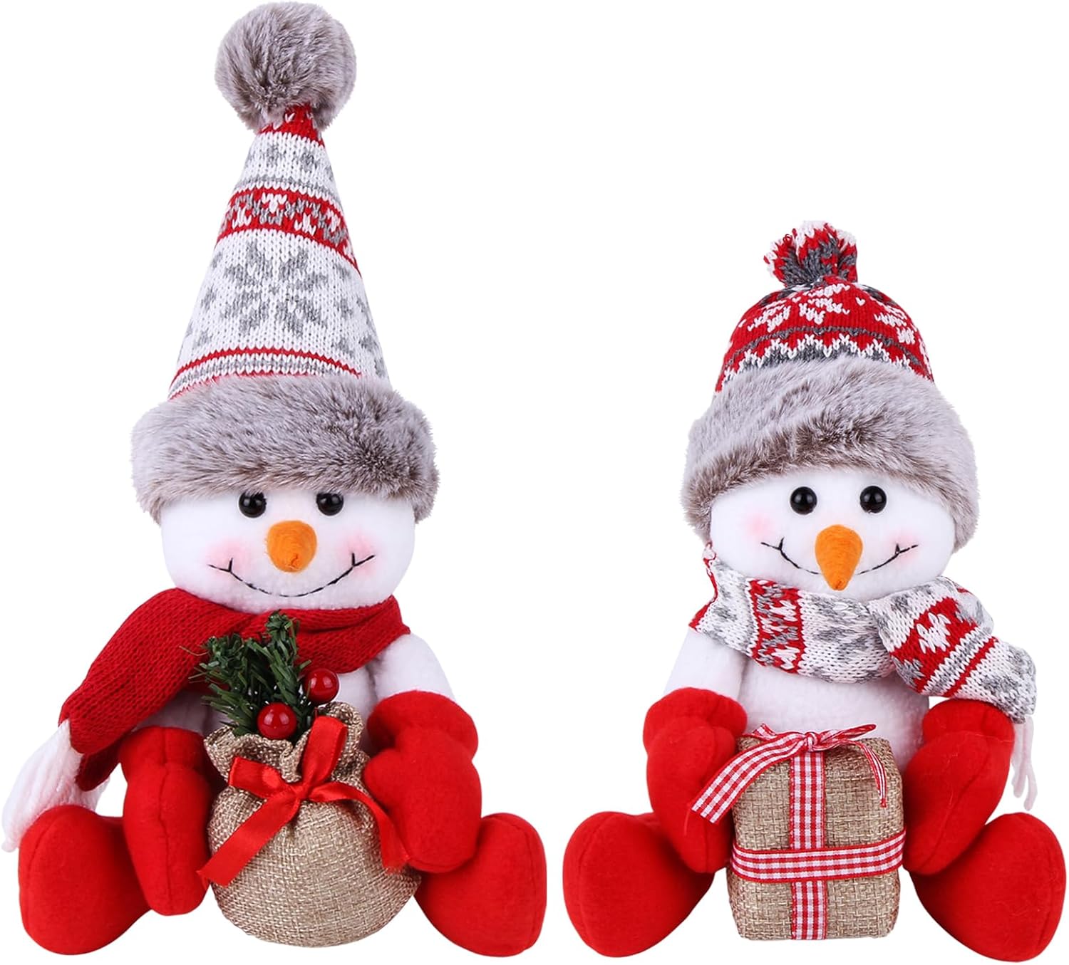 Skiennix Christmas Snowman Decorations - 2 Pack Indoor Ornaments for Holiday Home Decor | Perfect Gift for Door, Window, Table, Tree