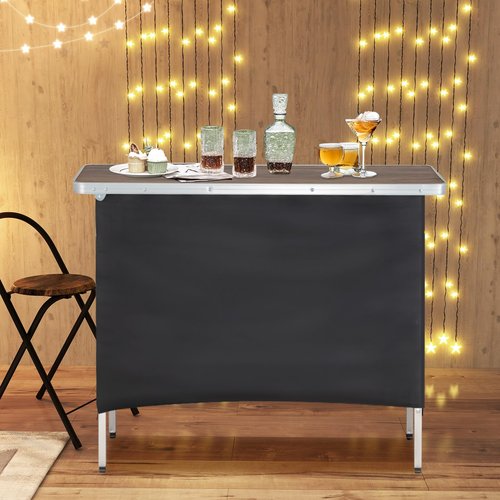 COSTWAY Portable Bar Table for Events, 43.5” x 15” x 34.5” Foldable Pop-Up Bar with Carrying Bag, Collapsible Checkout Counter, Mobile Bartending Station for Party, Craft Fair