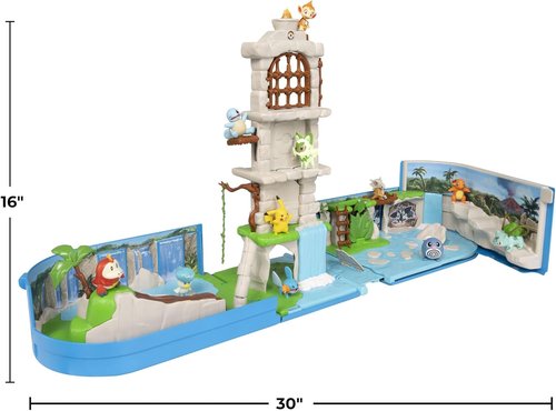 Jazwares Pokémon Carry Case - Portable Battle Ruins Playset with Action Features & 2-Inch Pikachu Figure