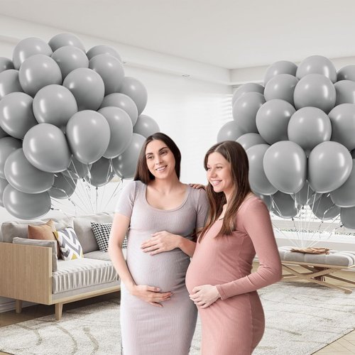 Gray Balloons - 12-Inch Grey Latex Party Balloons | 50pcs for Birthday, Baby Shower & Wedding Decor