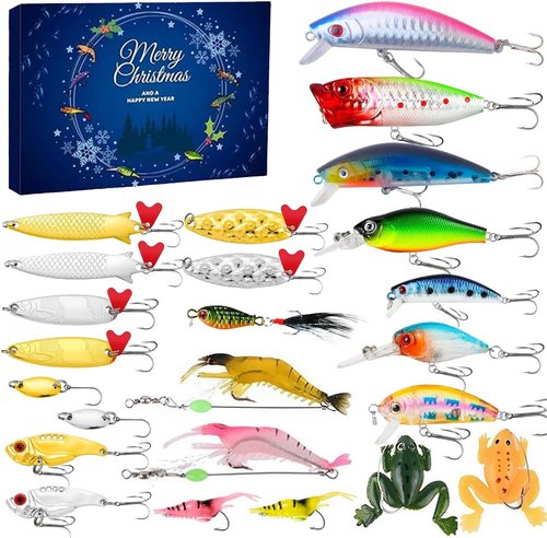 Fishing Advent Calendar 2025 - 24 Days of Premium Fishing Lures | Perfect Gift for Men, Teens & Dads