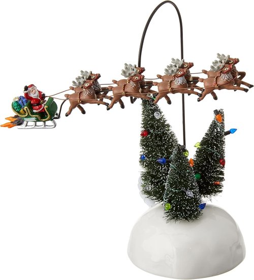 Department 56 Flaming Sleigh Animated Figurine - Christmas Vacation Village Accessory, 10 Inch, Multicolor