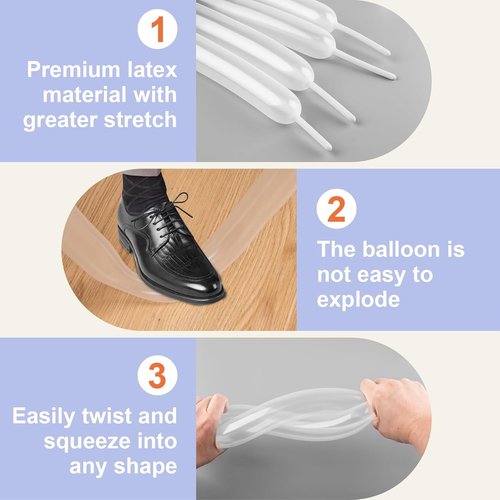 260 Premium Long Skinny Latex Balloons by [Brand Name] - 100 PCS White for Twisting & Party Decor