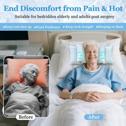 Mistuki Head Stabilizing Pillow Neck Stabilizer Wedge for Sleeping Upright After Cervical Fusion Surgery Cradle Medical Positioning Bedridden Patient Posture Corrector(Cooling Fabric)