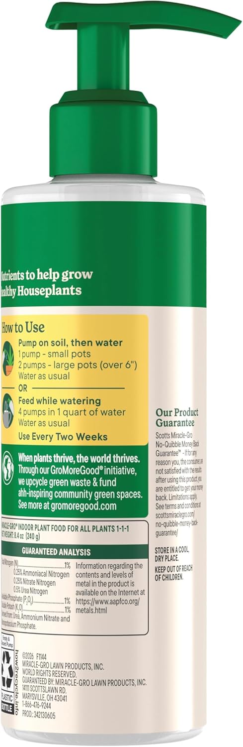 Miracle-Gro Indoor Plant Food - Liquid Nutrient Solution for Houseplants & Vegetables | 8 fl. oz. (2-Pack)